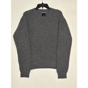 RVCA Mens Medium Gray Waffle Knit Wool Blend Sweater Relaxed Fit Grandpa